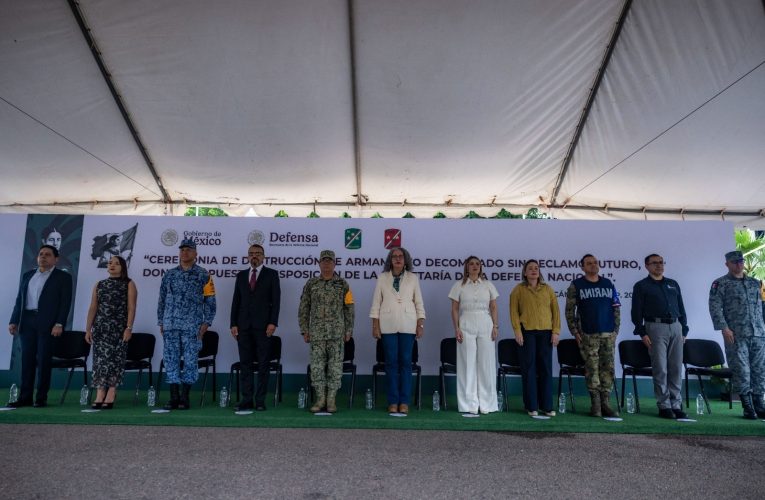 Atestigua Gobernadora Graciela Domínguez ceremonia de destrucción de armamento donado y decomisado en la Novena Zona Militar